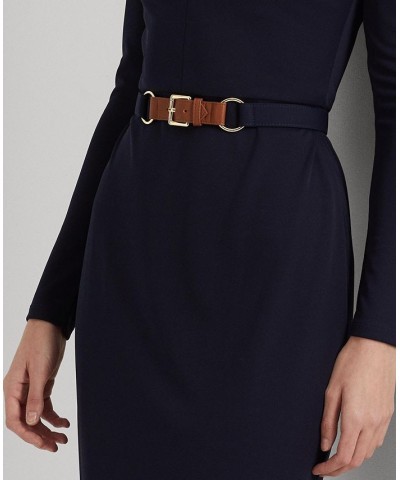 Belted Mockneck Jersey Dress Blue $84.00 Dresses