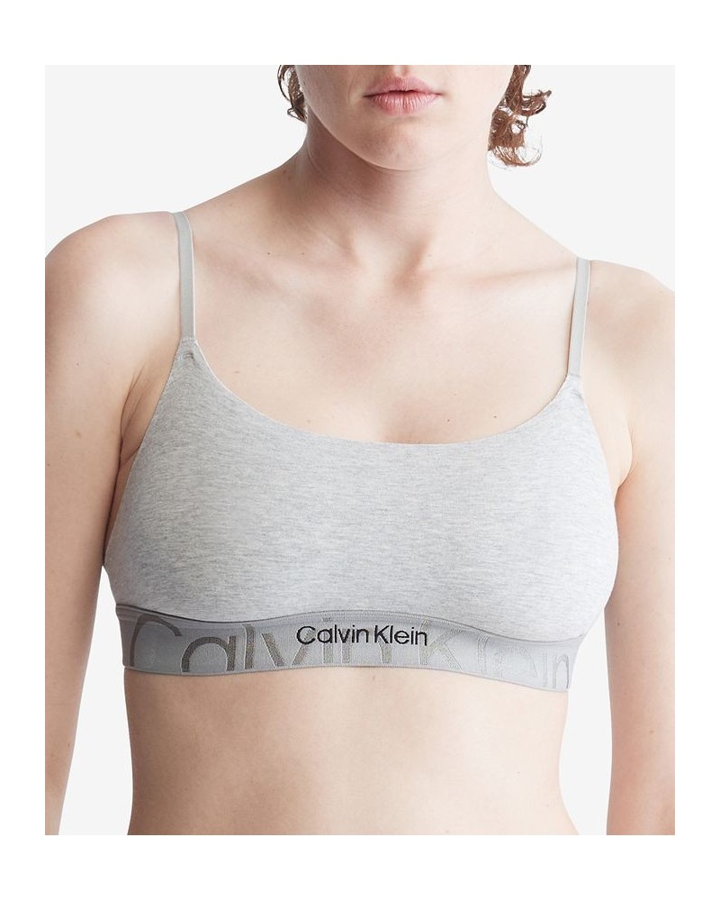 Embossed Icon Cotton Unlined Bralette Gray $15.40 Bras