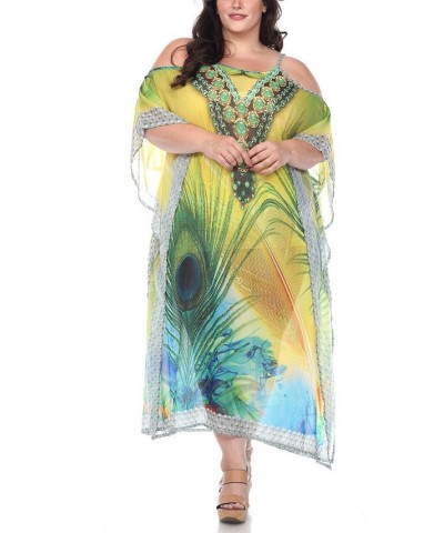 Plus Size Sheer Maxi Caftan Peacock $39.60 Tops