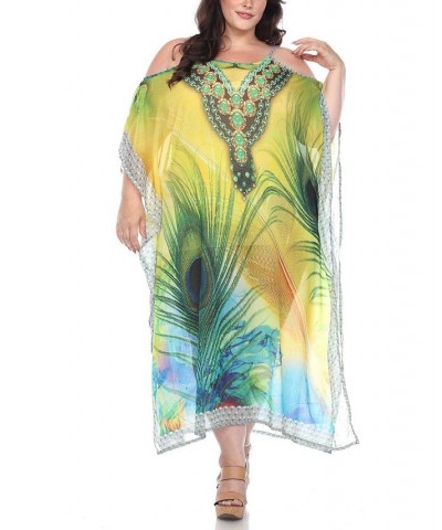 Plus Size Sheer Maxi Caftan Peacock $39.60 Tops