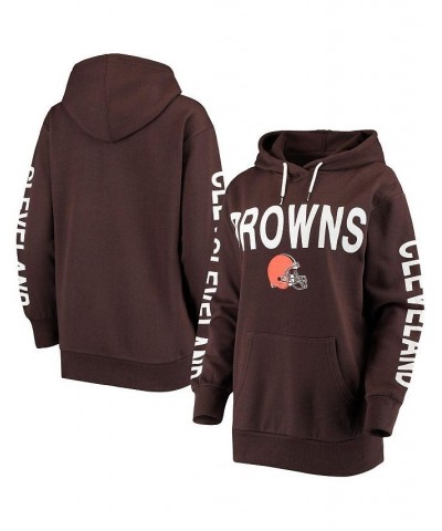 Women's Brown Cleveland Browns Extra Point Pullover Hoodie Brown $32.20 Sweatshirts