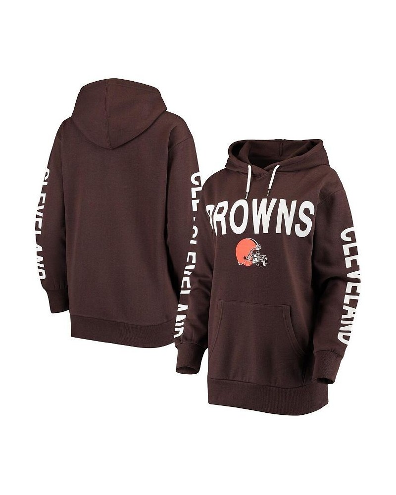 Women's Brown Cleveland Browns Extra Point Pullover Hoodie Brown $32.20 Sweatshirts