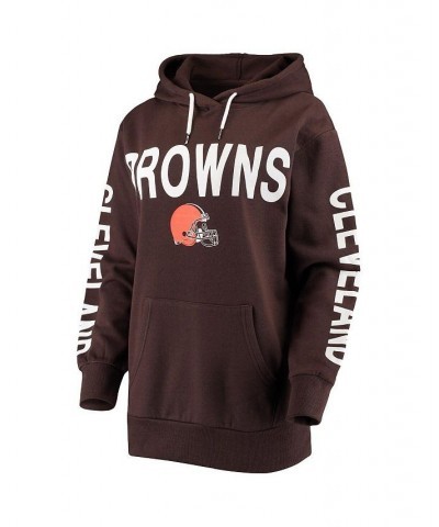 Women's Brown Cleveland Browns Extra Point Pullover Hoodie Brown $32.20 Sweatshirts