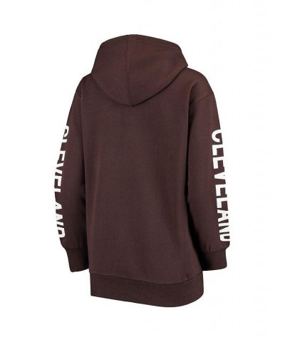 Women's Brown Cleveland Browns Extra Point Pullover Hoodie Brown $32.20 Sweatshirts