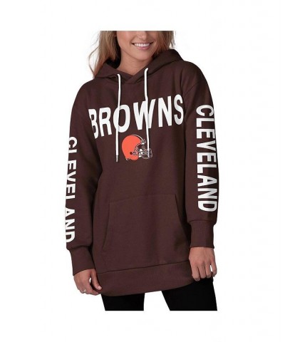 Women's Brown Cleveland Browns Extra Point Pullover Hoodie Brown $32.20 Sweatshirts