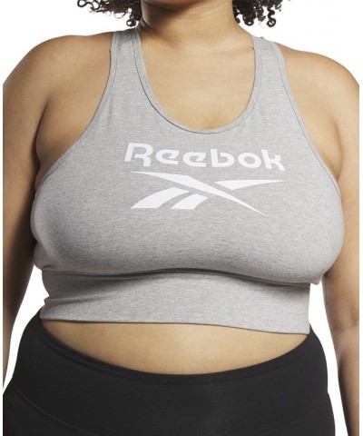 Plus Size Racerback Low Impact Sports Bra Gray $14.35 Bras