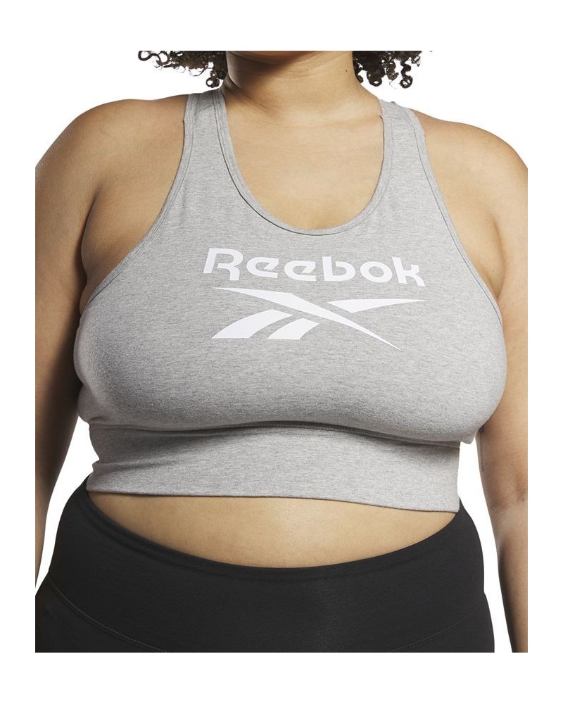 Plus Size Racerback Low Impact Sports Bra Gray $14.35 Bras