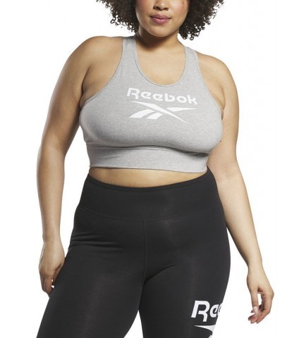 Plus Size Racerback Low Impact Sports Bra Gray $14.35 Bras