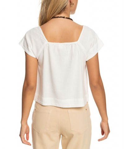 Juniors' Ocean Amor Cropped Top Snow White $30.60 Tops