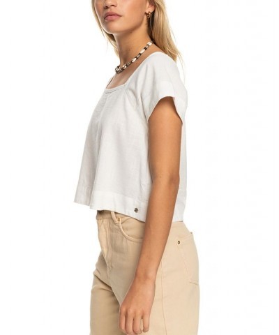 Juniors' Ocean Amor Cropped Top Snow White $30.60 Tops