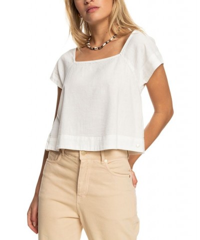 Juniors' Ocean Amor Cropped Top Snow White $30.60 Tops