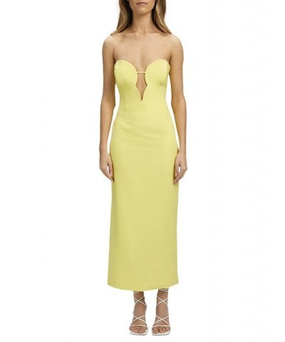 Women's Eleni Plunging-Neckline Strapless Dress Sunshine $58.38 Dresses