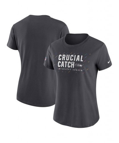 Women's Anthracite Seattle Seahawks 2021 NFL Crucial Catch Performance T-shirt Anthracite $20.15 Tops