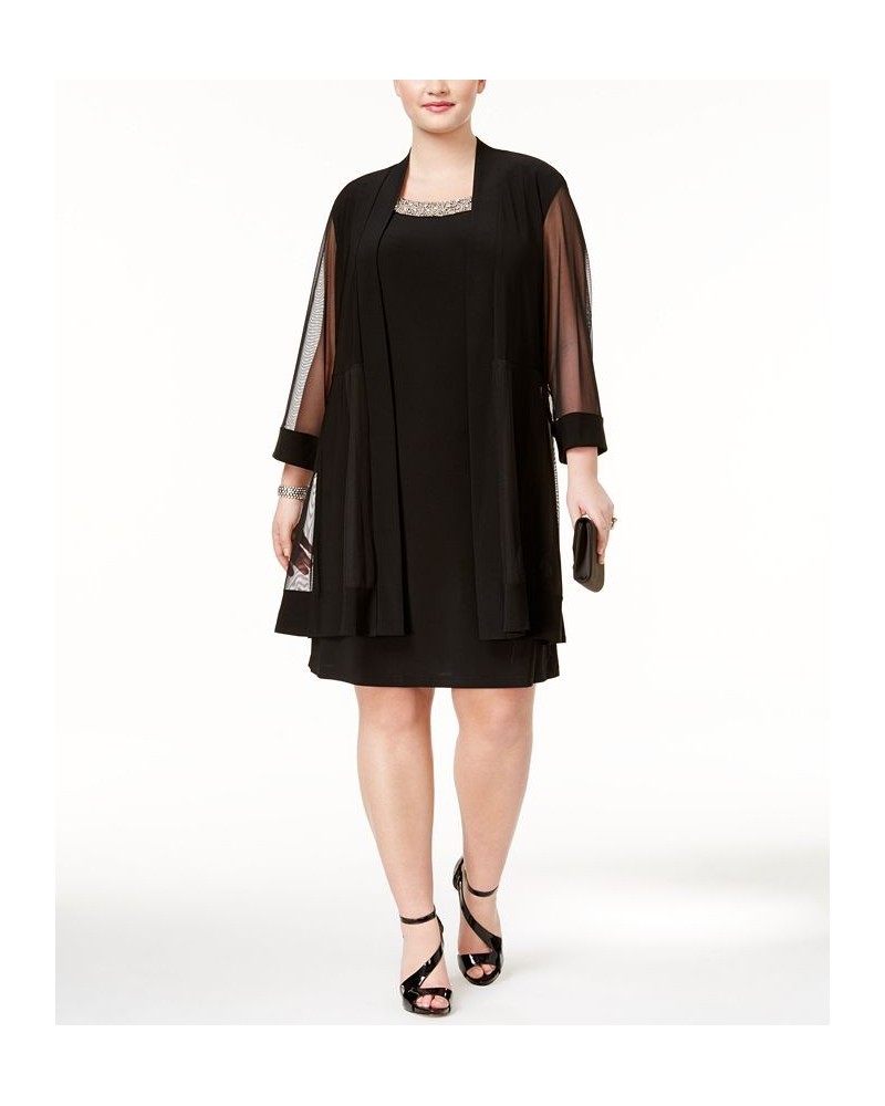 Plus Size Shift Dress and Jacket Black $49.05 Dresses