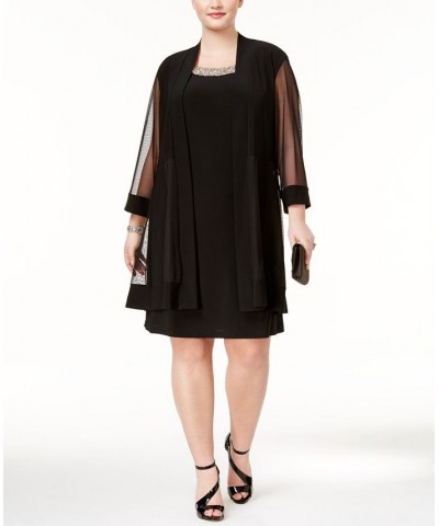 Plus Size Shift Dress and Jacket Black $49.05 Dresses