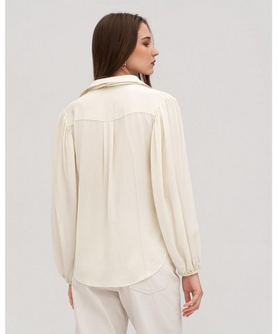 Women's Basic 100% Silk Blouse White $60.52 Tops