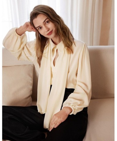 Women's Basic 100% Silk Blouse White $60.52 Tops