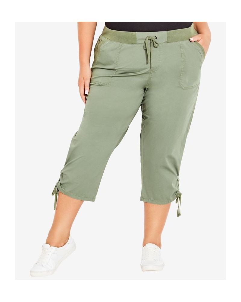 Plus Size Cotton Cinch Capri Pants Tan/Beige $34.50 Pants