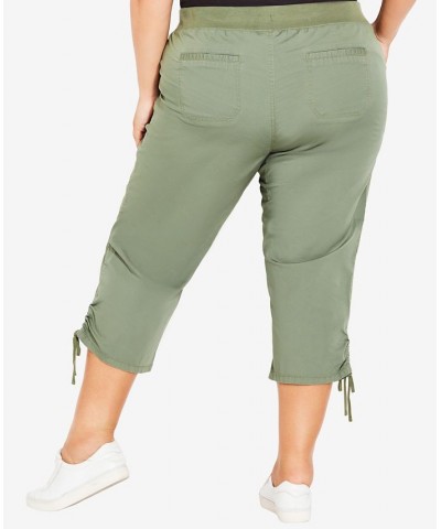 Plus Size Cotton Cinch Capri Pants Tan/Beige $34.50 Pants