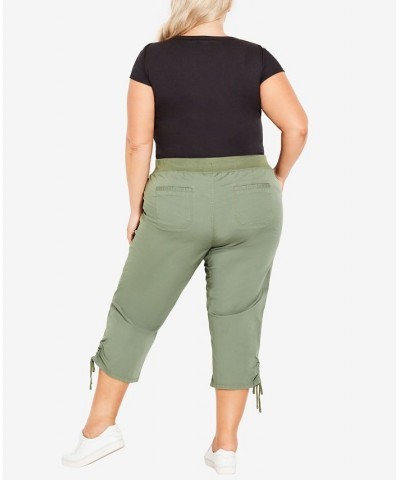 Plus Size Cotton Cinch Capri Pants Tan/Beige $34.50 Pants