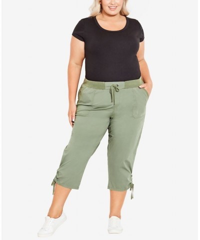 Plus Size Cotton Cinch Capri Pants Tan/Beige $34.50 Pants