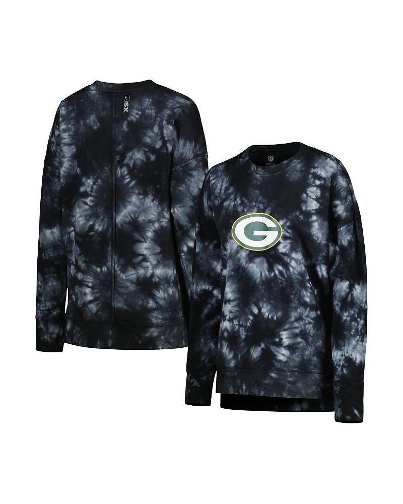 Women's Black Green Bay Packers Bailey Tie-Dye Tri-Blend Pullover Sweatshirt Black $44.27 Sweatshirts