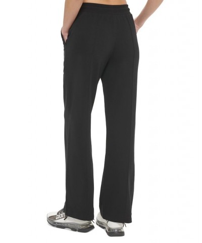 Women's Drawstring-Waist Piping-Trim Pants Black $34.06 Pants