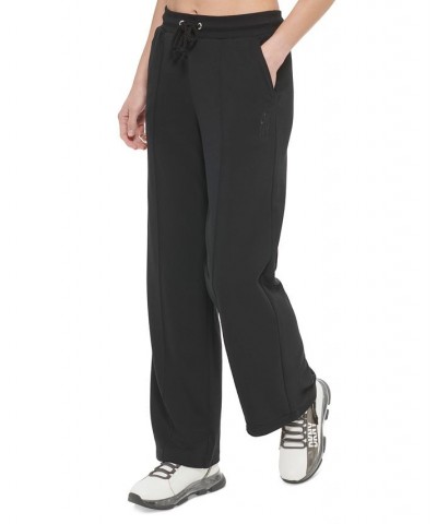 Women's Drawstring-Waist Piping-Trim Pants Black $34.06 Pants