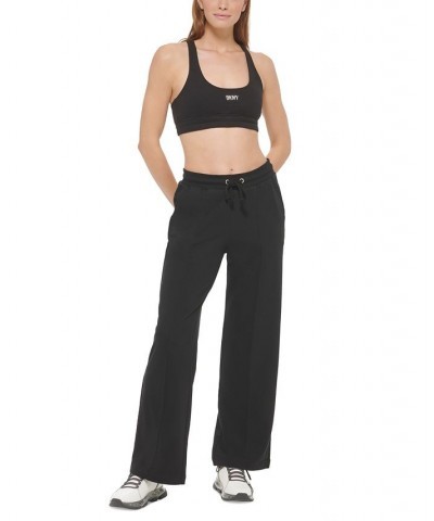 Women's Drawstring-Waist Piping-Trim Pants Black $34.06 Pants