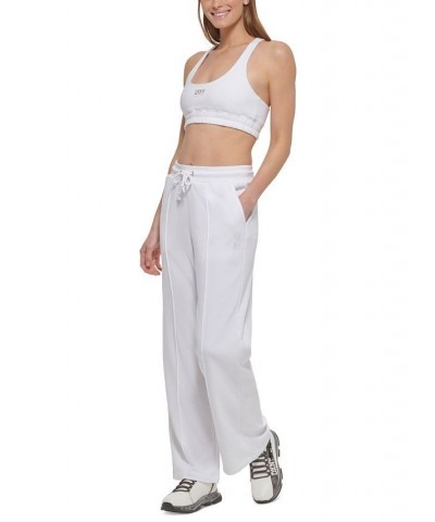 Women's Drawstring-Waist Piping-Trim Pants Black $34.06 Pants