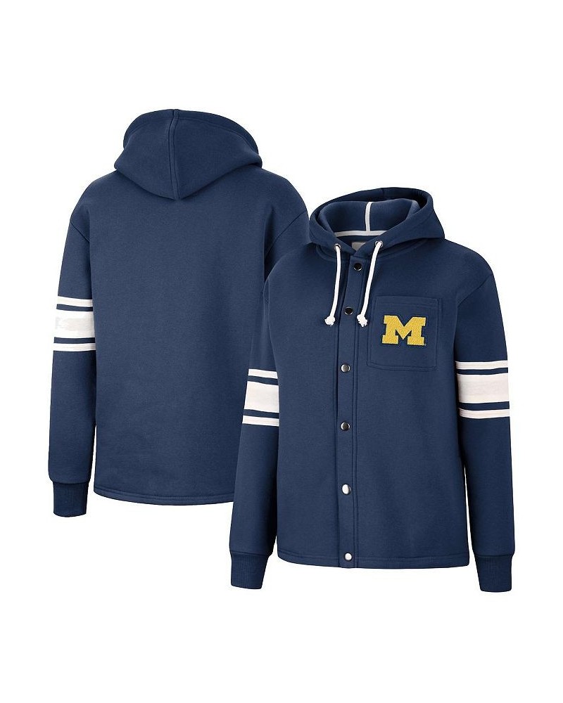 Women's Navy Michigan Wolverines Mia Striped Full-Snap Hoodie Jacket Navy $39.77 Jackets