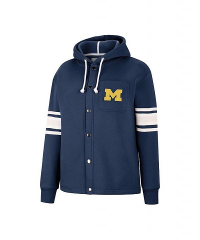 Women's Navy Michigan Wolverines Mia Striped Full-Snap Hoodie Jacket Navy $39.77 Jackets