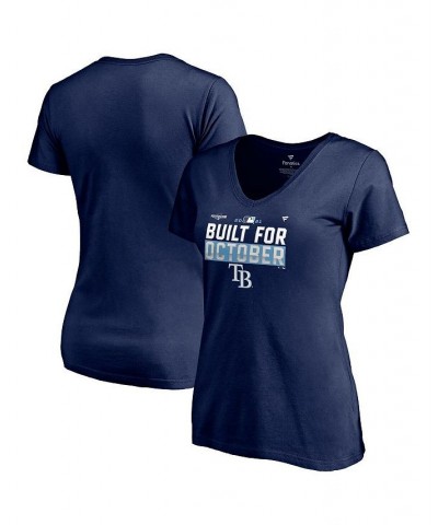 Women's Navy Tampa Bay Rays 2021 Postseason Locker Room V-Neck T-Shirt Navy $15.12 Tops