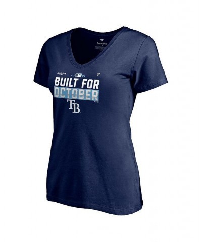 Women's Navy Tampa Bay Rays 2021 Postseason Locker Room V-Neck T-Shirt Navy $15.12 Tops