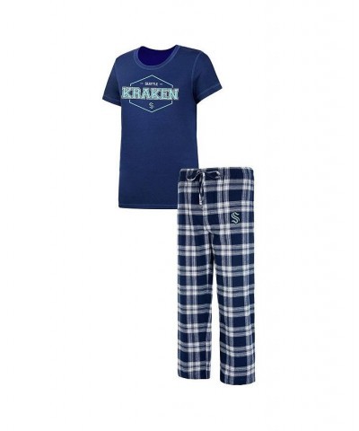 Women's Deep Sea Blue Gray Seattle Kraken Badge T-shirt and Pants Sleep Set Deep Sea Blue, Gray $37.39 Pajama