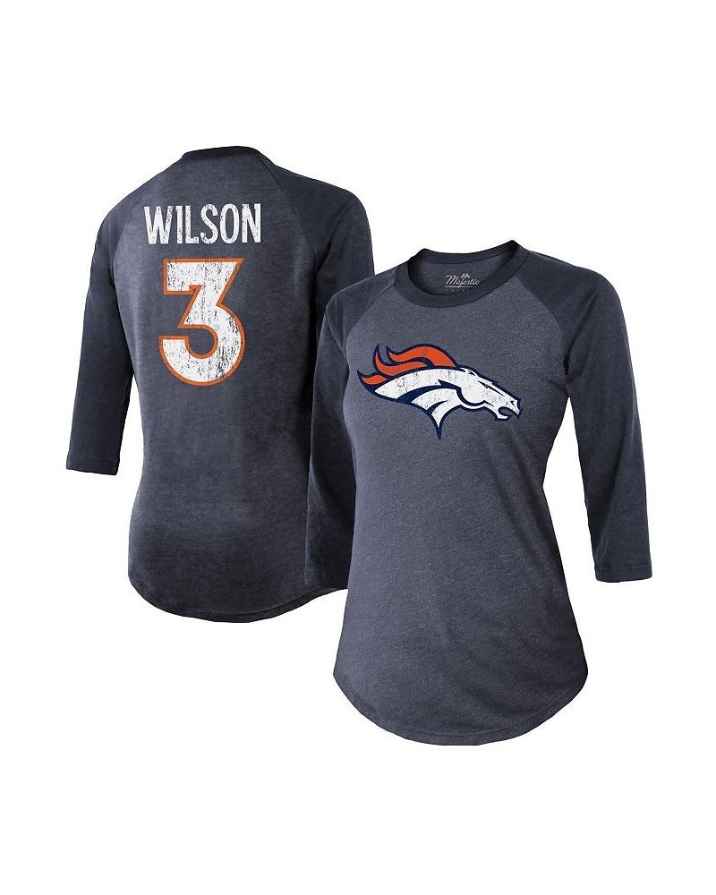 Women's Threads Russell Wilson Navy Denver Broncos Name & Number Raglan 3/4 Sleeve T-shirt Navy $30.00 Tops