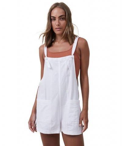 Women's Naomi Utility Sleeveless Romper Shorts White $28.49 Shorts