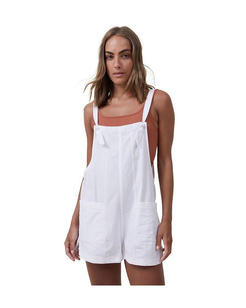 Women's Naomi Utility Sleeveless Romper Shorts White $28.49 Shorts