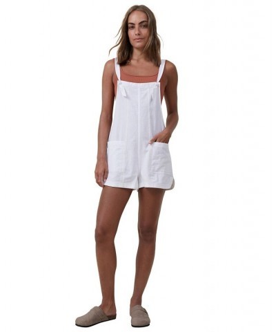 Women's Naomi Utility Sleeveless Romper Shorts White $28.49 Shorts