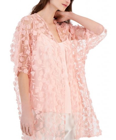 Women's 3D Floral Sheer Open-Front Jacket Cherry Blossom $45.35 Jackets