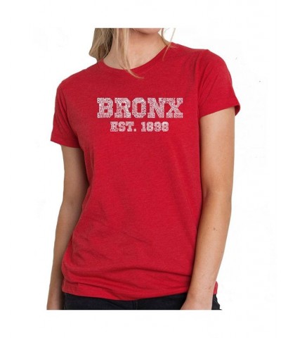 Women's Premium Word Art T-Shirt - Popular Bronx Neighborhoods Black $26.99 Tops