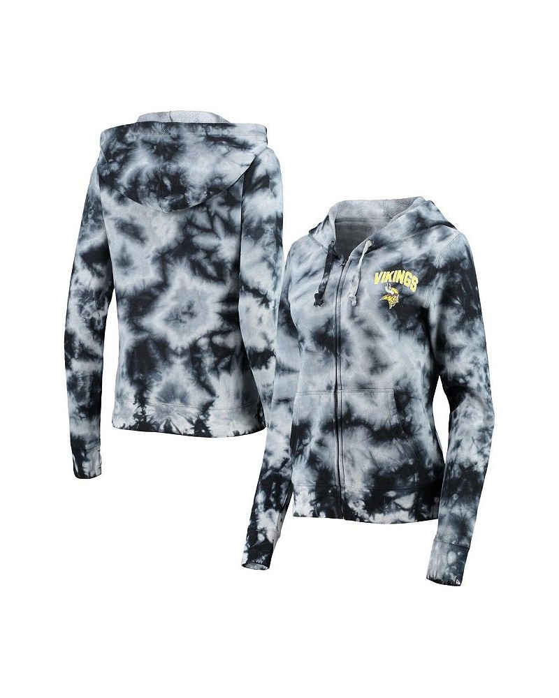 Women's Black Minnesota Vikings Tie-Dye Fleece Full-Zip Hoodie Black $32.80 Sweatshirts