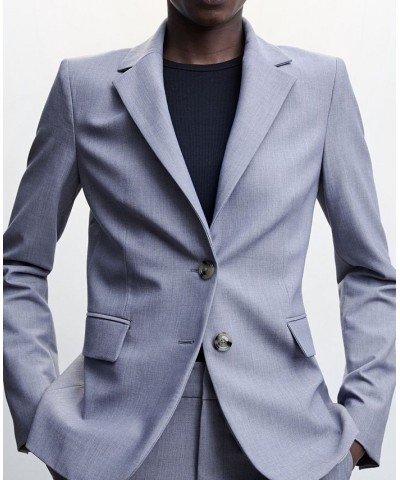 Women's Peak Lapel Suit Blazer Blue $52.80 Jackets