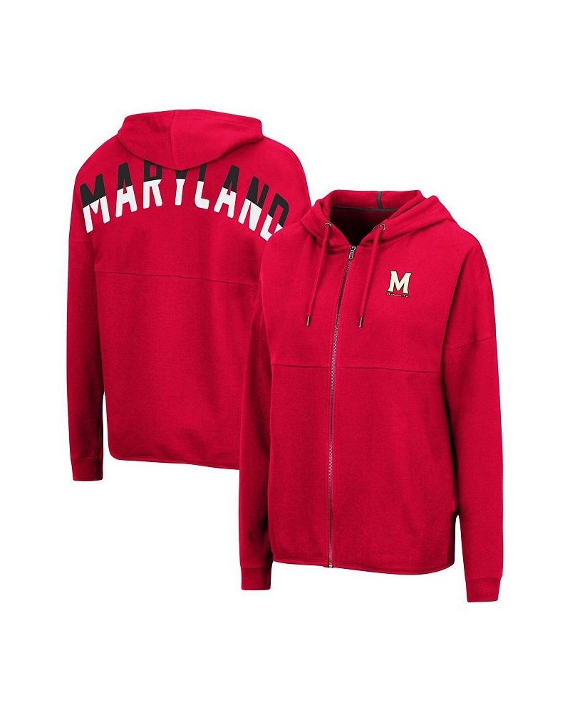 Women's Red Maryland Terrapins Two-Hit Full-Zip Hoodie Red $29.25 Sweatshirts