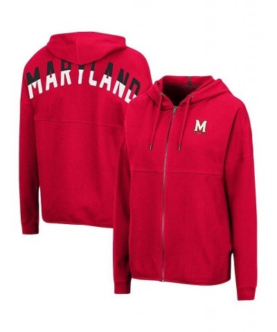 Women's Red Maryland Terrapins Two-Hit Full-Zip Hoodie Red $29.25 Sweatshirts