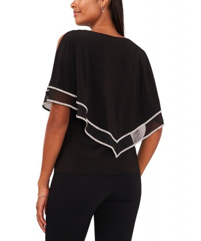 Petite Embellished Overlay Top Black $46.28 Tops