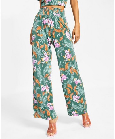 Women's Floral-Print Wide-Leg Pull-On Pants Patricia Paisly $22.39 Pants