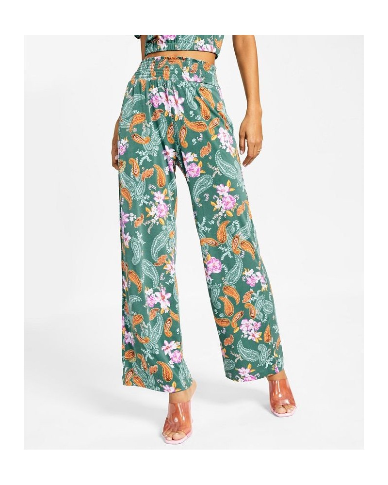 Women's Floral-Print Wide-Leg Pull-On Pants Patricia Paisly $22.39 Pants