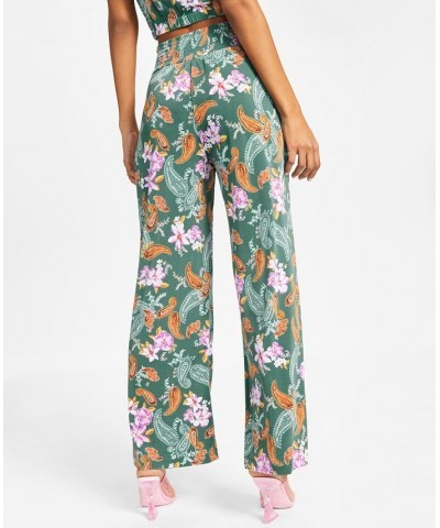 Women's Floral-Print Wide-Leg Pull-On Pants Patricia Paisly $22.39 Pants