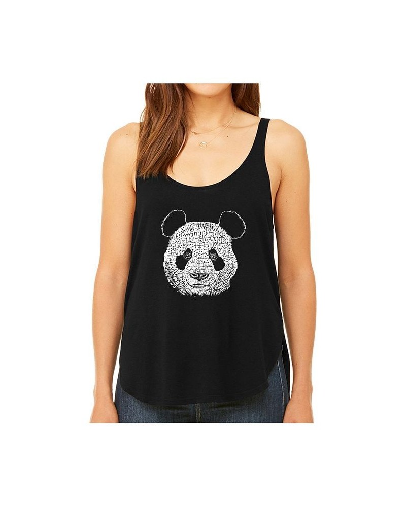 Women's Premium Word Art Flowy Tank Top- Panda Black $18.90 Tops